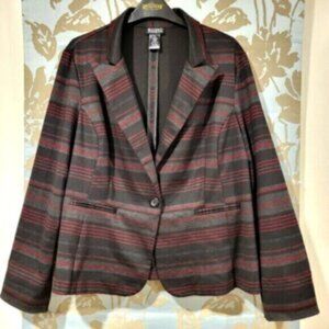 Women's  Burgundy Wine Stripe Blazer Jacket SOHO Apparel  Sz XL